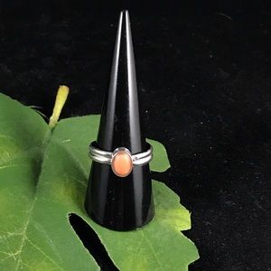 Natural Coral .925 Sterling Silver Ring B-2-42